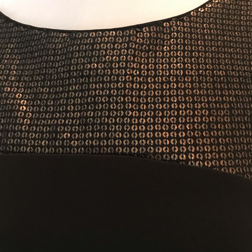Narciso Rodriguez  bronze sequined  black knit top - Picture 2 of 4